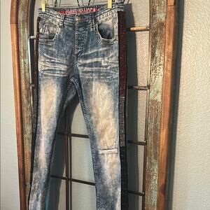 Smugglers Moon Rhinestone Stripe Jeans | Waist 34 x Length 33 | Streetwear